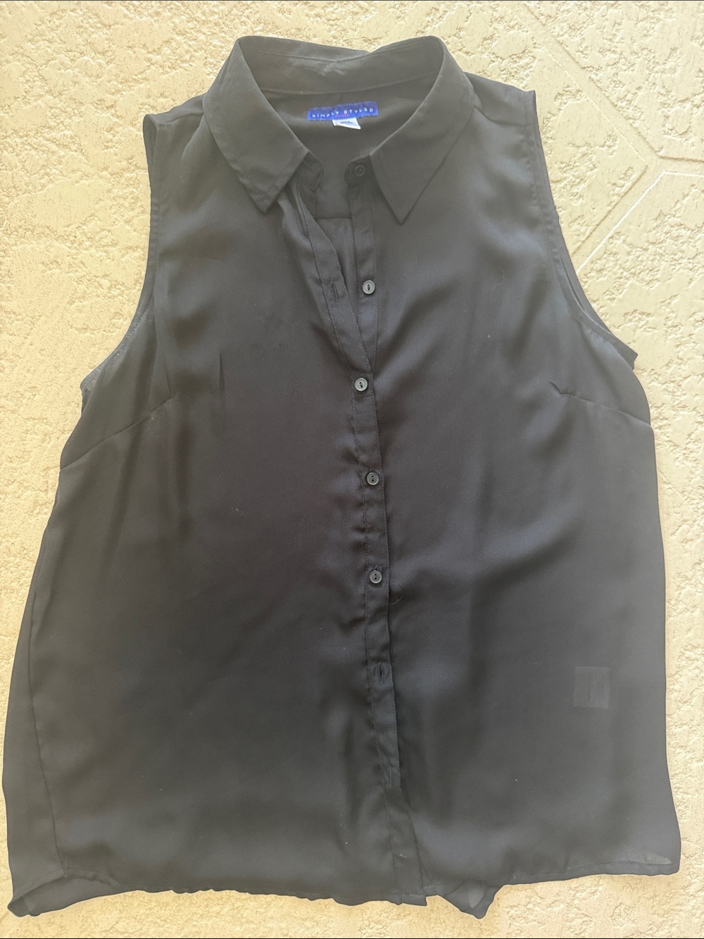 Simply Styled Sleeveless Button-Front Black Blouse - Picture 1 of 5